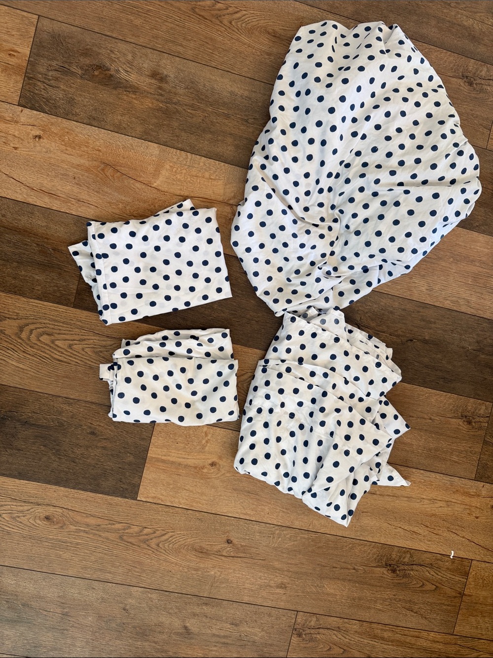 White and Navy Polka Dot Kids Accessory Set